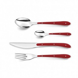 CUBIERTOS INOX.+PP ROJO 24...
