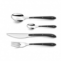 CUBIERTOS INOX.+PP NEGRO 24...