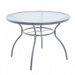 MESA METAL/CRISTAL REDONDA...