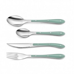 CUBIERTOS INOX.+PP VERDE 24...